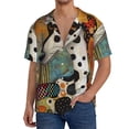 thumbnail image 1 of Balery Abstract Dalmatian Art Camisa Casual de Manga Corta con Botones para Hombre, Texturizada, Estilo Cubano, para Playa, Verano-4X-Large, 1 of 5