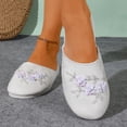 thumbnail image 2 of Chinese Slippers for Women Velvet Embroidered Closed Toe House Shoes Indoor Outdoor Non Slip Sole All Seasons Flat Comfortable Mule Slippers White 41, 2 of 9