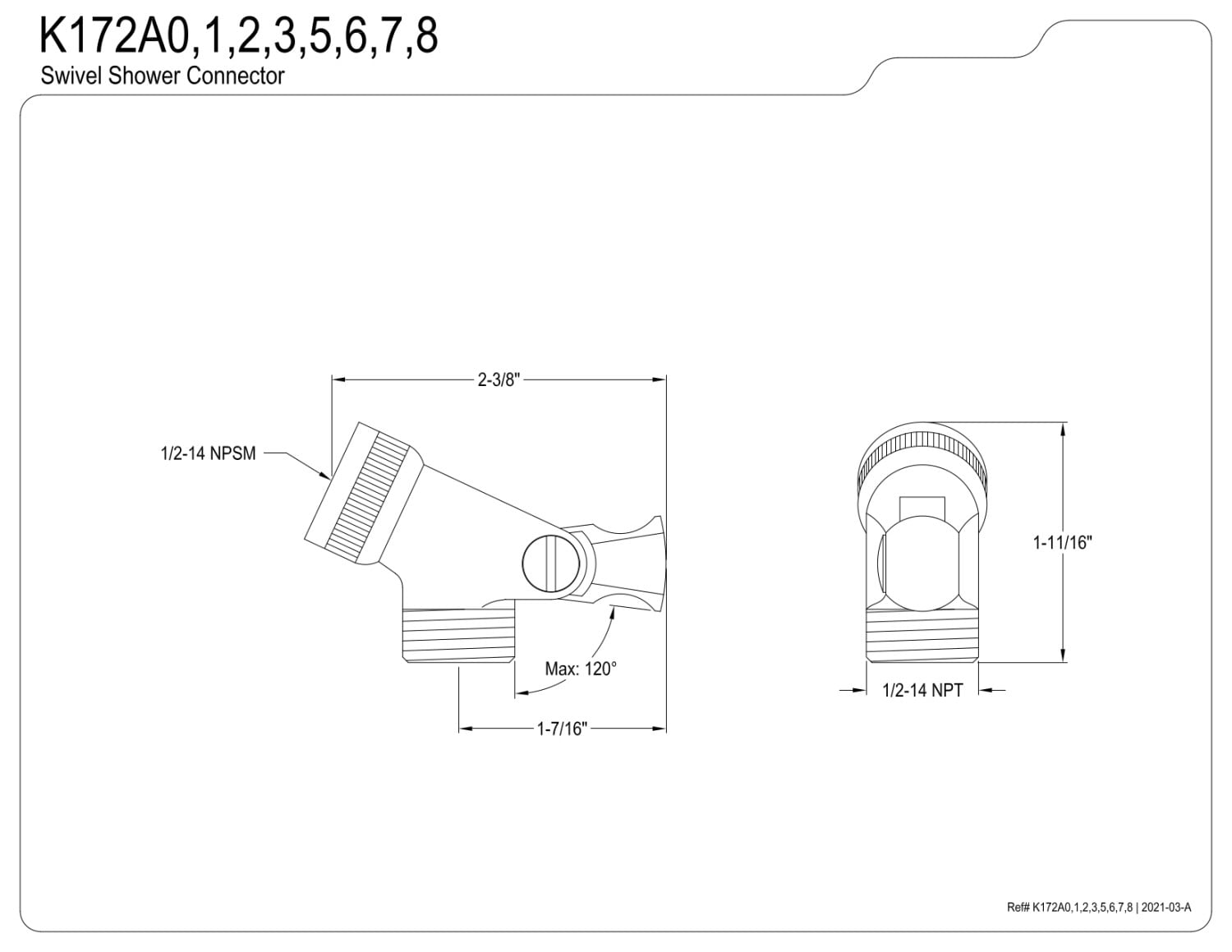 Kingston Brass K172A3 Shower Scape Swivel Shower Connector, Antique Brass