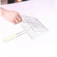 thumbnail image 6 of Dvumao Kitchen Accessories, Stainless Steel Barbecue Clip Outdoor Wooden Handle Barbecue Net Fish Clip Bread Clip Meat Clip Barbecue Tool, Gifts for Man, 6 of 9