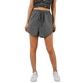 thumbnail image 2 of Women Letter Print Sport Shorts, Irregular Hem Drawstring Waist Short Pants with Pockets for Summer, 2 of 8