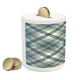 thumbnail image 2 of Checkered Piggy Bank, Vintage Fashion English Country Style with Modern Look in Soft Colors, Ceramic Coin Bank Money Box for Cash Saving, 3.6" X 3.2", Aqua Pale Grey White, by Ambesonne, 2 of 4