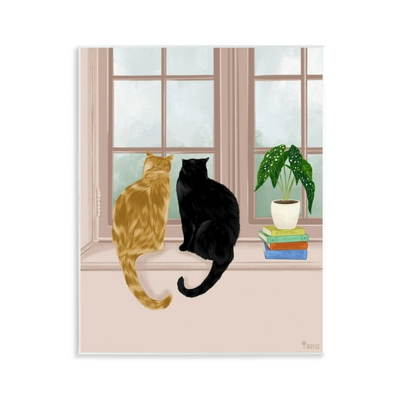Stupell Industries Cat Pair in Windowsill Animals & Insects Painting Unframed Art Print Wall Art, 11 x 14