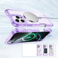 thumbnail image 5 of for iPhone 13 Pro Max Magnetic Case, [Compatible with Mag-Safe] Translucent Clear Phone Case Slim Shockproof Triple-Layers Drop Protective Hybrid Cover with Wrist Strap for iPhone 13 Pro Max, Purple, 5 of 7