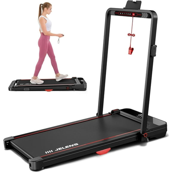 2 in 1 Treadmill, Walking Pad With Remote Control LED Display, Portable for Home/Office, 2.5HP Folding, 265lbs Weight Capacity