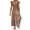 Camel, variant on Women's Smocked Square Neck Cap Sleeve Midi Dress for Summer Events Flowy Fit Easy Care 95% Polyester 5% Elastane
