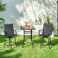 thumbnail image 6 of Yaheetech 2pcs Outdoor Swivel Bar Stools with Armrests and Footrest, Black, 6 of 7