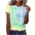 thumbnail image 2 of Mifsaly Tie-Dye Cotton T-Shirt for Women Short Sleeve Crew Neck Casual Summer Tops Colorful Print Lightweight Breathable Casual Blouse L, 2 of 6