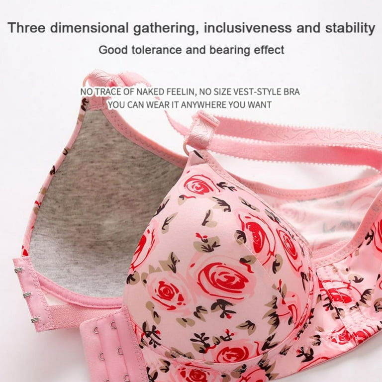 Women's Delicate Super Pink Cotton Non-Padded Non-Wired Full Coverage Bra –  Moms Fit Lingerie