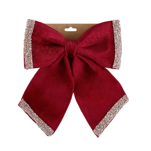 Deep Red Christmas Bows - Bows with Shining Edge for Christmas Tree, Twist-Tie Bows, Christmas Decorations for Tree, Garland, Christmas Tree Ornaments
