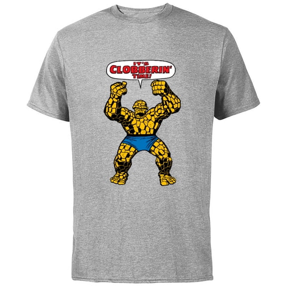 Marvel Fantastic Four The Thing Clobberin' Time - Short Sleeve Cotton T-Shirt for Adults - Customized-Athletic Heather