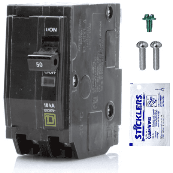 FalconSupply Genuine Square D 50 Amp QO Circuit Breaker Kit, QO250 2-Pole, 120/240V, Visi-Trip