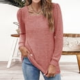 thumbnail image 2 of Tiqkatyck Plus Size Tops Womens Tunic Tops for Leggings Square Neck Puff Sleeve Shirts Casual Fall Sweatshirts Womens Tops Pink, 2 of 4