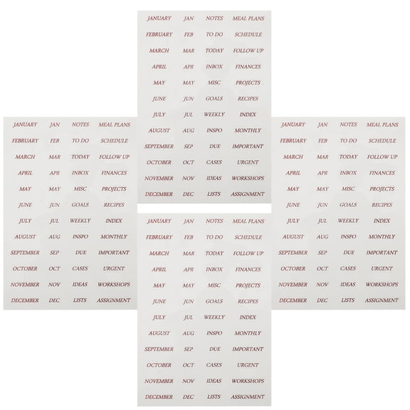 unbranded 4 Sheets Sticker English Monthly Stickers Scrapbook Transparent Ornaments for Crafts Golden