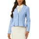 thumbnail image 1 of Blazer corto de trabajo INSPIRE CHIC para mujer con cuello de solapa, manga larga, volantes, chaqueta casual de oficina L azul claro, 1 of 6