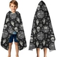 thumbnail image 3 of Black Occult Symbol Pattern Hooded Bath Towel，50"x30" for Ages 3 To 12 Kids, Quick Dry Lightweight Soft Microfiber Hood Beach Towel Cover Up for Kids, 3 of 7