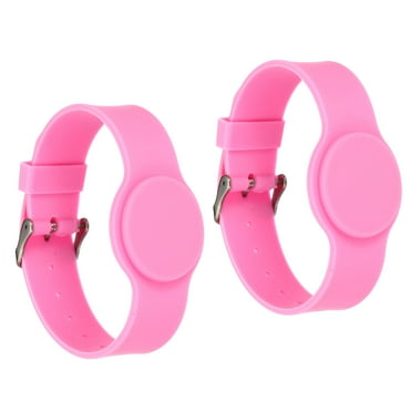 Uxcell RFID Silicone Wristbands 2 Pack 13.56MHZ Smart IC Card Bracelet Waterproof Wrist Bands Access Control Pink