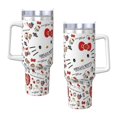 thumbnail image 3 of Regalos personalizados de Hello Kitty para vasos de 113 ml con asa y pajita - Taza de café de viaje de acero inoxidable con tapa - Ideal para regalar en cumpleaños, Navidad y otras ocasiones., 3 of 8