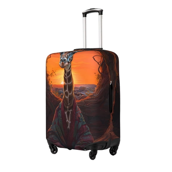 Gukieu Tree Hollow Meditating Giraffe Print Suitcase Protective Cover, Elastic Zipper Buckle Suitcase Protective Cover, Suitable for Travel, Business Trip-Small