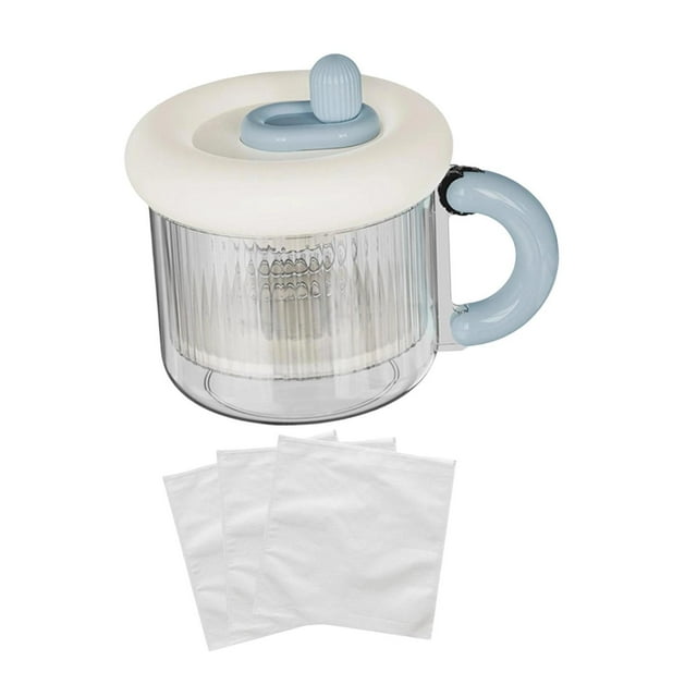 Filador de yogurt griego, fabricante de yogurt portátil con tapa separador de suero reutilizable con malla fina para la cocina doméstica Azul