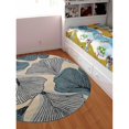thumbnail image 1 of Glitzy Rugs UBSK00662T0903B8 8 x 8 ft. Hand Tufted Wool Round Floral Area Rug, Cream Blue, 1 of 1