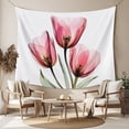 thumbnail image 2 of Pink Tulip Tapestry for Bedroom Wall Hanging Tapestry, Modern Blossom Pastel White Floral Petal Ceiling Backdrop Tapestries Poster Blanket Wall Decor for Teens Room Living Room Dorm 59" x 79", 2 of 8