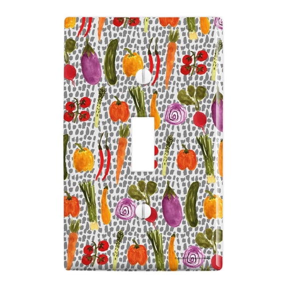 Veggin Veggies Vegetables Pattern Plastic Wall Decor Toggle Light Switch Plate Cover