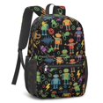 thumbnail image 2 of Robot and Lightning Black Pattern 17" Waterproof Oxford School Backpacks for Teens, S-Shape Padded Straps, for School, Travel, Hiking, Camping, 2 of 5