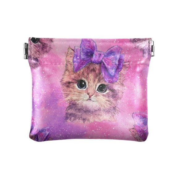 PU leather Coin Purses & Pouches Small Wallet Adorable Orange Cat Pattern