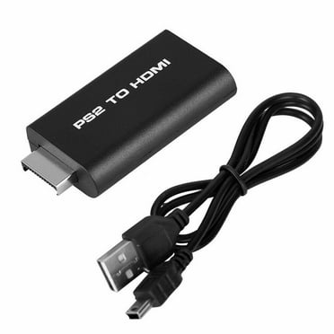 PS2 to HDMI Video Converter Adapter with 3.5mm Audio Output for HDTV Monitor Black
