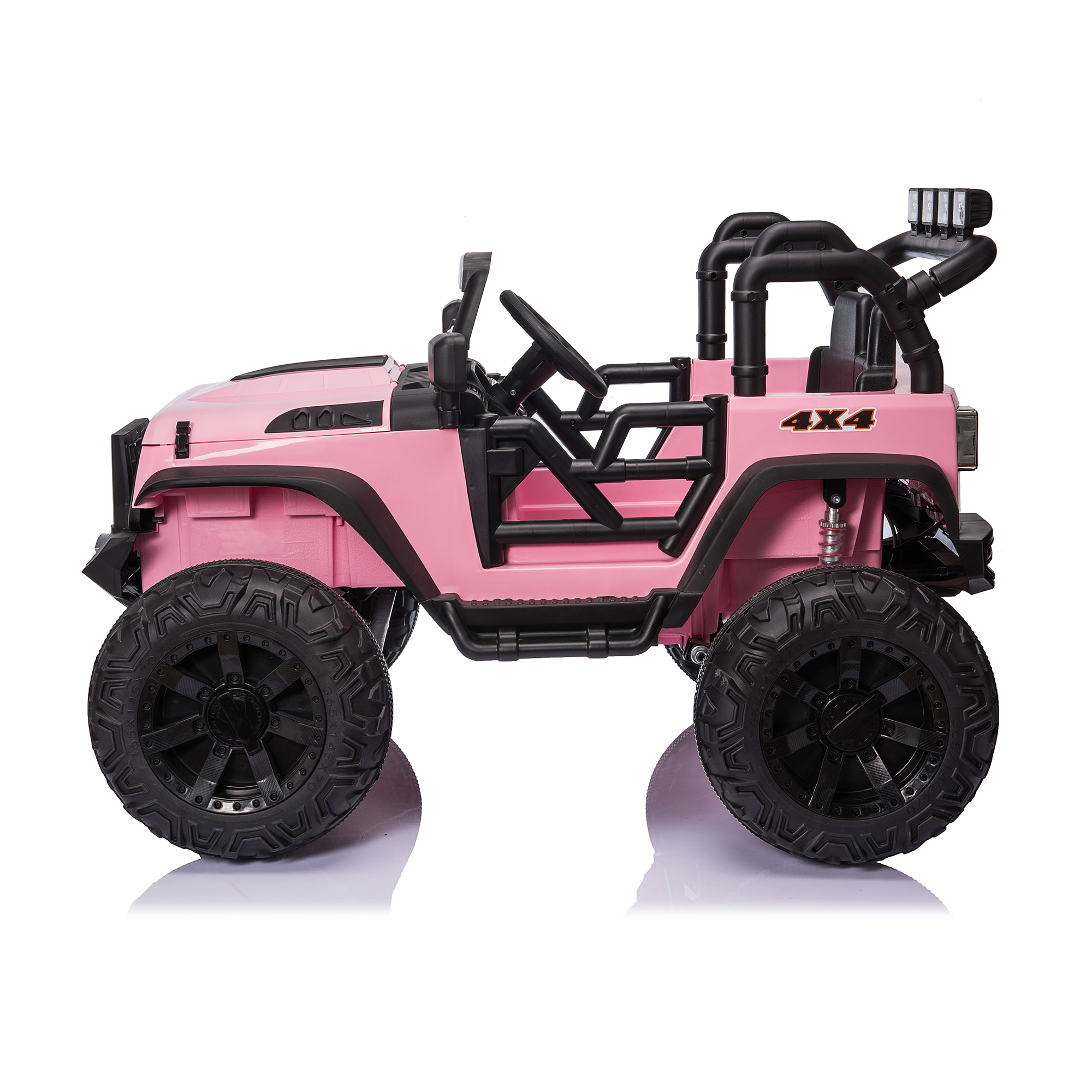 CIPACHO 24V Double Drive Children Ride On Truck Electron Car for Kids with Parent Remote Control, Assisted Steering Wheel, Music Board, Bluetooth, MP3, Pink