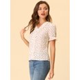 thumbnail image 3 of INSPIRE CHIC Women's Cherry Print Ruffle V Neck Short Sleeve Summer Blouses 1 M, 3 of 5