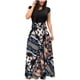 thumbnail image 2 of Puntoco Falda Larga Estilo Resort Con Estampado Patchwork De Manga Corta Para Mujer Gris S,Regalos Para Mujer Joven, 2 of 5
