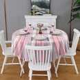 thumbnail image 2 of Pink and Green Striped Pattern Round Tablecloth 60"x60",Wrinkle Wipeable Table Cloth for Kitchen Dining Room Picnic Patio Party, 2 of 6