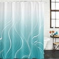 thumbnail image 3 of Aqua Blue Geometric Waterproof Fabric Shower Curtain,Modern White Stripe Distortion Art Waterproof Fabric Shower Curtain for Bathroom Curtains Bathtubs Shower Curtains with 12 Hooks Standard 66x72, 3 of 8
