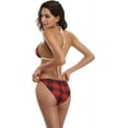 thumbnail image 5 of FREEAMG Red Lumberjack Plaid Checkered Gingham Tartan Sexy Two Piece Bikini Swimsuit Swimwear Set for Women, 5 of 6