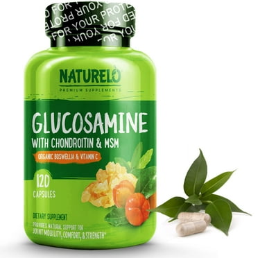NATURELO Glucosamine Chondroitin MSM with Boswellia and Vitamin C - Joint Support Supplement - 120 Capsules