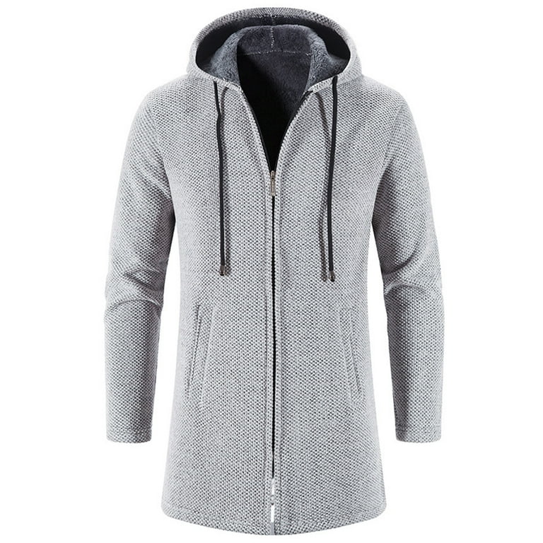 Mens Fleece-Lined Zipper Hoodie Slim-Fit Lounge Warm Jacket Sweater NEW  (S-5XL)