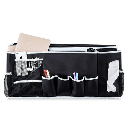 - Bedside Caddy Organizer with 12 Pockets Hanging Storage Perfect for College Dorm Rooms and Bunk Beds. Large Size Holds Your Tissues, Books, Tablet, Phone, Water Bottle, and More