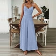 thumbnail image 4 of VIWORLD Women's Elegant Sleeveless Jumpsuit V-Neck Wide Leg Pants with Back Bow Vintage Style Beachwear Blue，M, 4 of 7