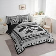 thumbnail image 3 of Feelyou Western Jungle Bear Bedding Comforter Set 7pcs, Grey Triangle Aztec Queen Bedding Sets, Woodland Wildlife Animal Reversible Queen Sheet Sets, Luxury Bedroom Decor, 3 of 8
