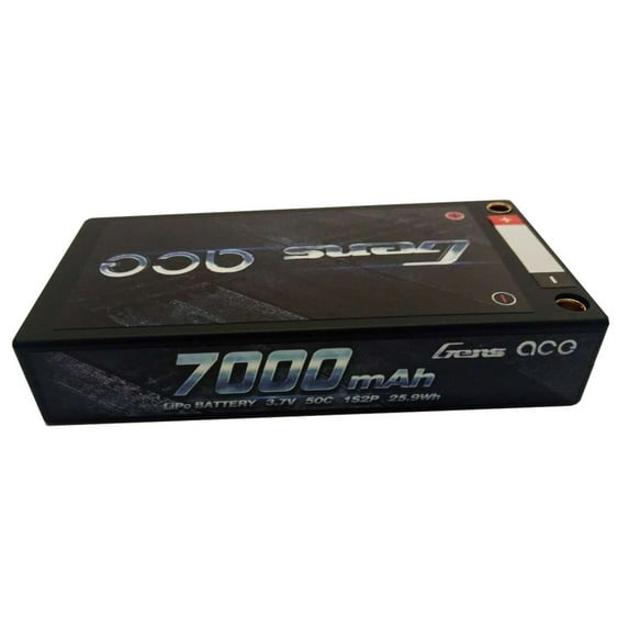 Gens ace 7000mAh 3.7V 50C 1S2P HardCase Lipo Battery Pack 58# with 4.0mm bullet to Deans Plug