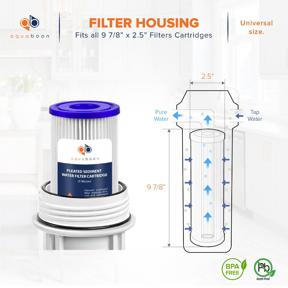 50-PACK Of 5 Micron Pleated Sediment Water Filter Cartridge 10"x2.5" Standard Size by Aquaboon