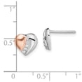 thumbnail image 4 of Auriga Fine Jewelry 925 Sterling Silver Rhodium/Rose Gold-plated CZ Heart Stud Earrings for Women, 4 of 6