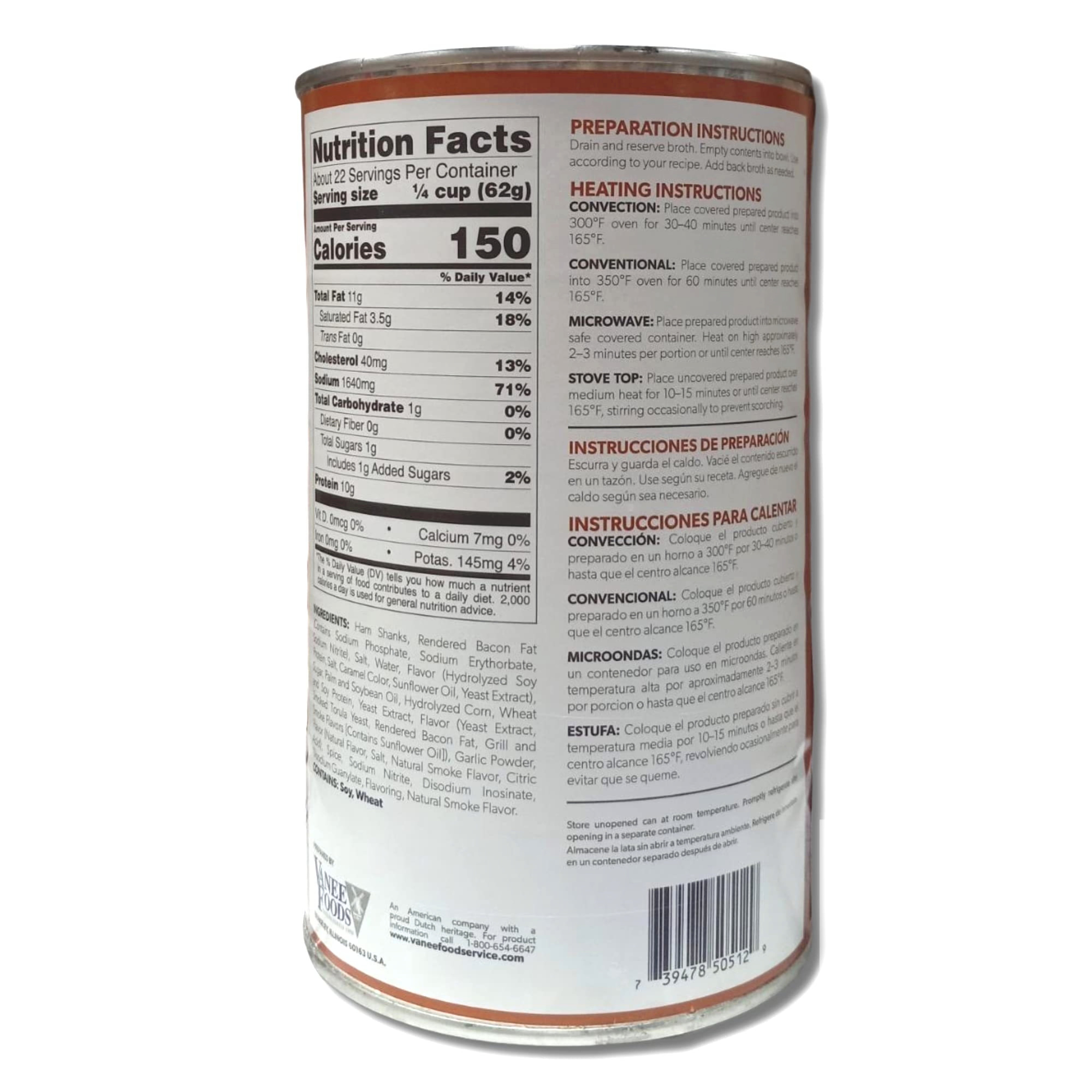 Vanee Signature Ham Shanks With Bacon Fat Value Pack | 48 Ounce Can | Pack of 2