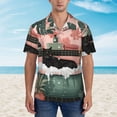 thumbnail image 2 of Gukieu Black Cat Pink Bathroom Print Men's Short-sleeved Shirts, Button-down Lapel Hawaiian Shirts, T-shirts, Beach Vacation Summer Casual Wear,Medium, 2 of 7