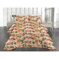 thumbnail image 2 of Ambesonne Flowers Boho Quilted Coverlet 2 Pcs, Watercolor Rose Art, Twin Size, Jade Green Pale Pink, 2 of 4