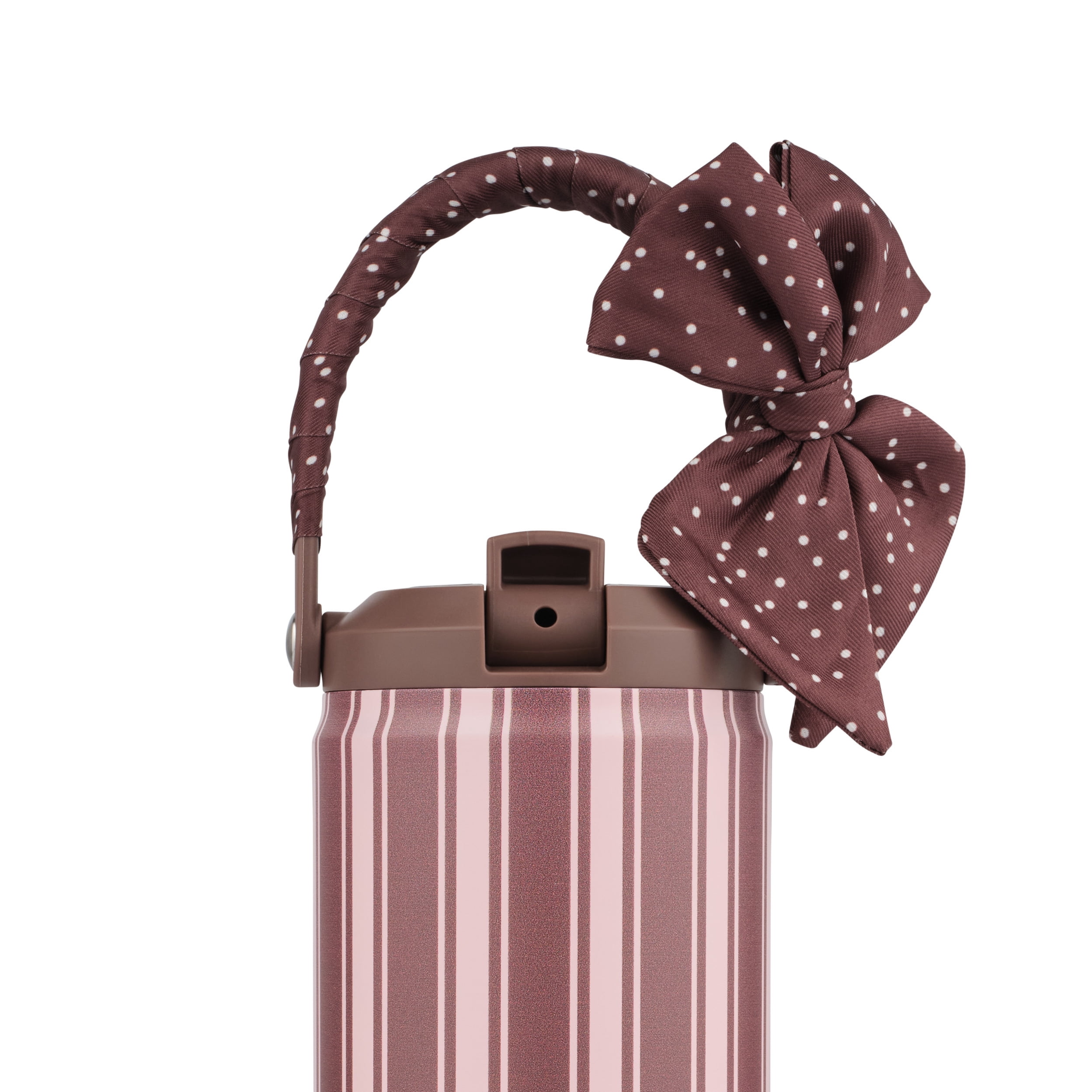 TAL 30oz Stainless Steel Hudson Flip Tumbler with Removable Scarf on Handle, Brown Stripe