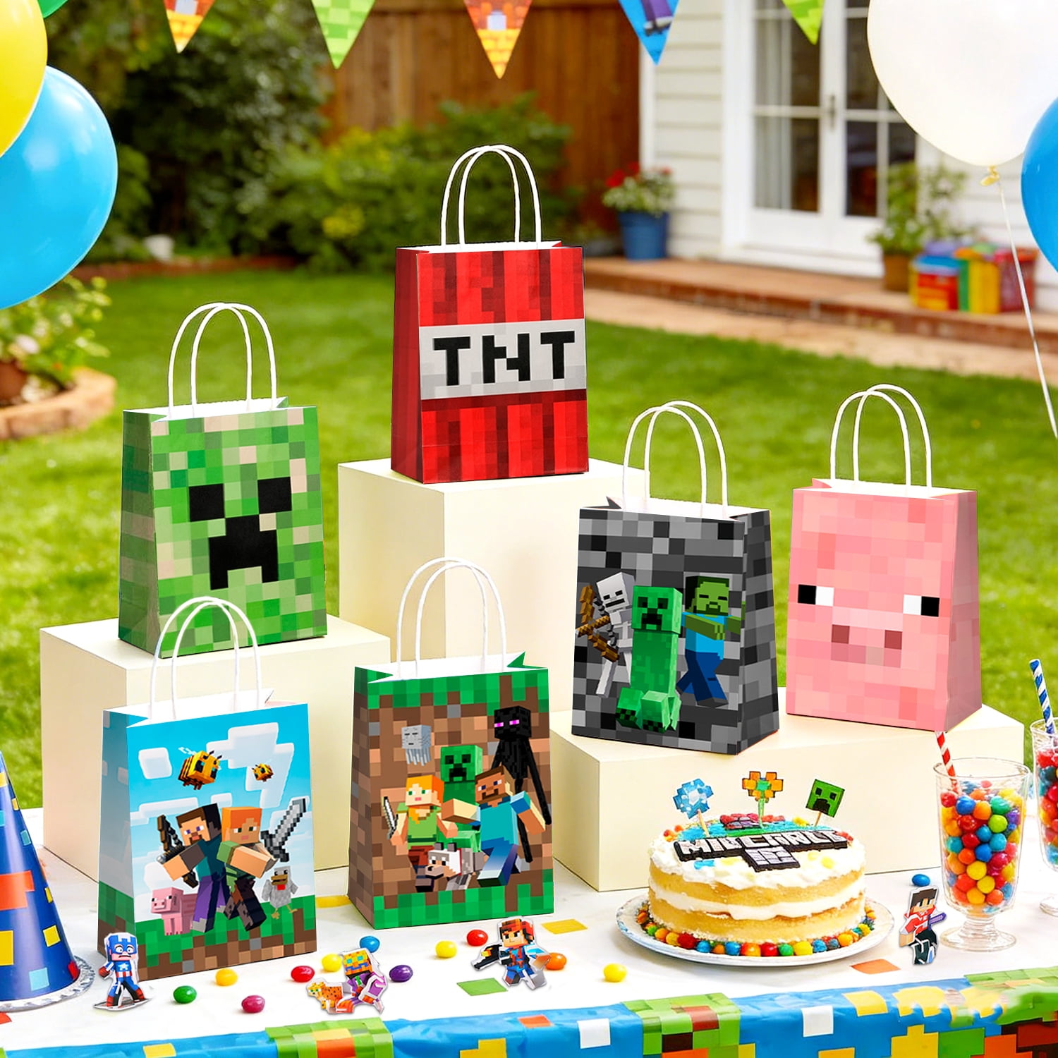 177Pcs Cube Party Favors for Kids, Cube Birthday Party Favors Set- Cube Gift Bags Key Chains Stickers Notebooks etc Cube Party Supplies for Party School