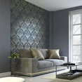 thumbnail image 2 of Galerie Wallcoverings  Serene Collection Metallic Ornamental Damask Vinyl on Non-woven Wallpaper Roll 33 feet x 21 inches - Black, 2 of 5